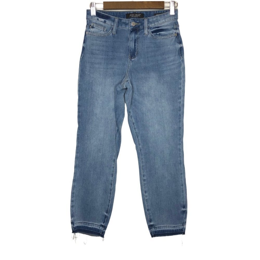 Judy Blue Boyfriend Fit Thermadenim Relaxed Raw Hem Jeans Size‎ 1/25
